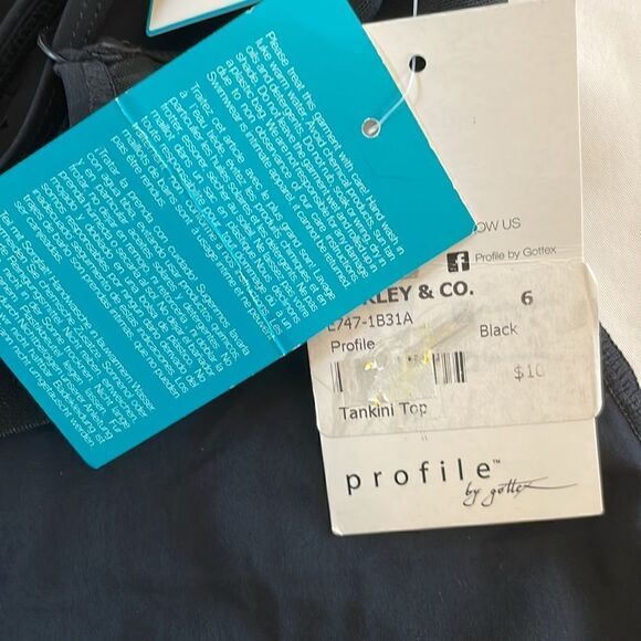 PROFILE BLACK CUTOUT TANKINI TOP.  NEW WITH TAGS. - Picture 7 of 11